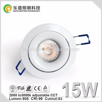 Sunset 2000K-3000K CCT 0-100% Dimmable COB 15w LED downlight